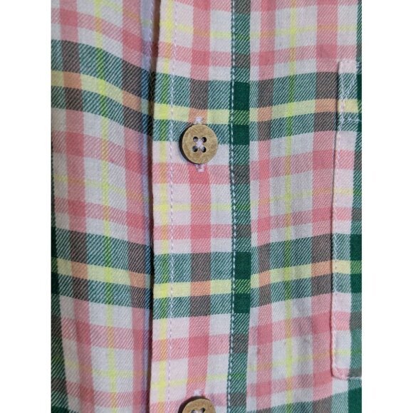 Vintage 1946 Mens Plaid Button-Up Shirt M Pink Green - Picture 2 of 6